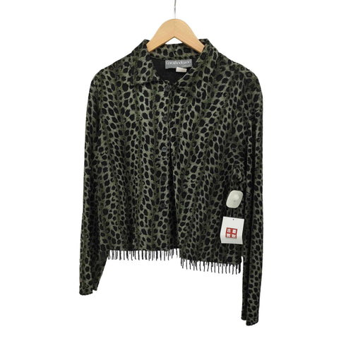 CarolAndeson レオパード ビーズフリンジ レーヨン混 L/S シャツ ブラウス レディース