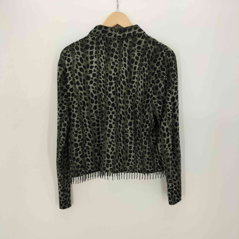 CarolAndeson レオパード ビーズフリンジ レーヨン混 L/S シャツ ブラウス レディース