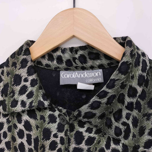 CarolAndeson レオパード ビーズフリンジ レーヨン混 L/S シャツ ブラウス レディース