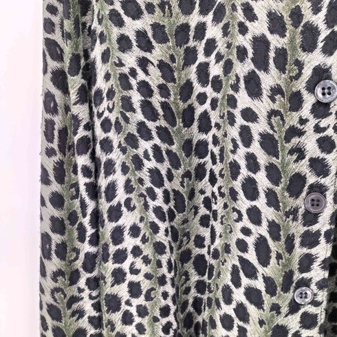 CarolAndeson レオパード ビーズフリンジ レーヨン混 L/S シャツ ブラウス レディース