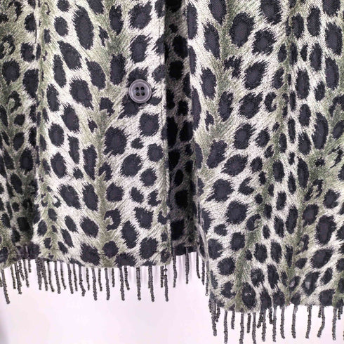 CarolAndeson レオパード ビーズフリンジ レーヨン混 L/S シャツ ブラウス レディース