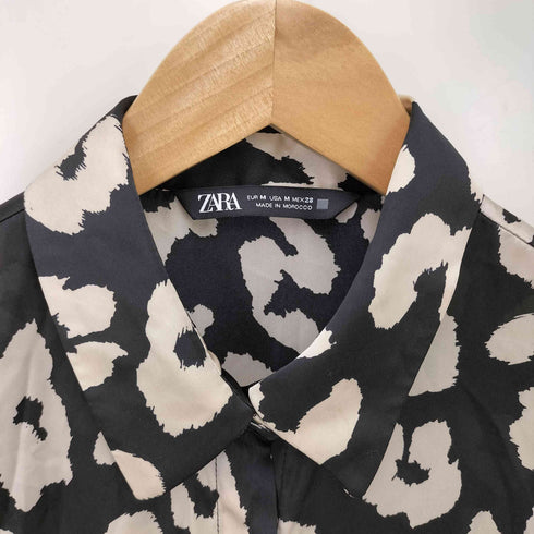 ザラ ZARA 金ボタン 総柄 ワンピース レディース import:M
