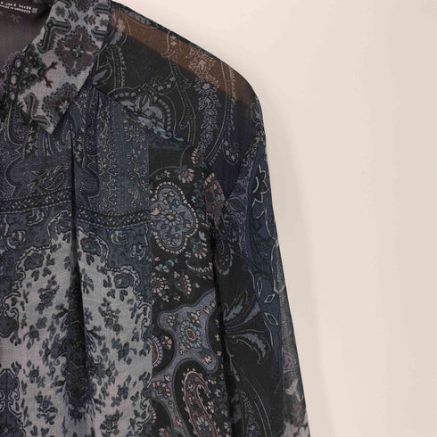 ザラ ZARA 総柄 ペイズリー柄 シースルー L/S シャツ レディース import:S