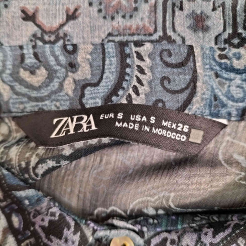 ザラ ZARA 総柄 ペイズリー柄 シースルー L/S シャツ レディース import:S