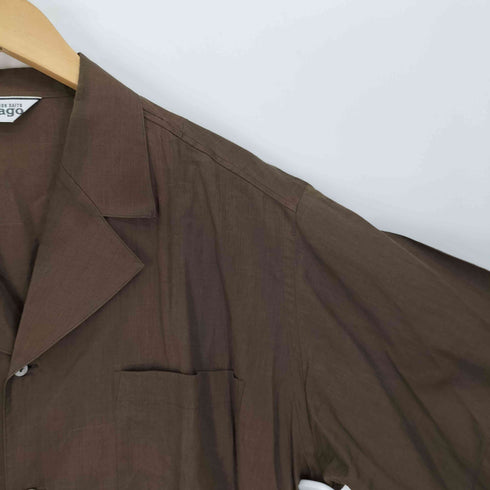 JUN SAITO J-Mago リネン混 開襟 オープンカラー S/S シャツ メンズ JPN:M