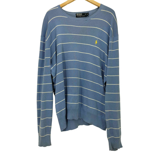 ポロバイラルフローレン Polo by RALPH LAUREN ポニー 刺繍 PIMA COTTON ボーダー コットン クルーネック ニット メンズ import:XL