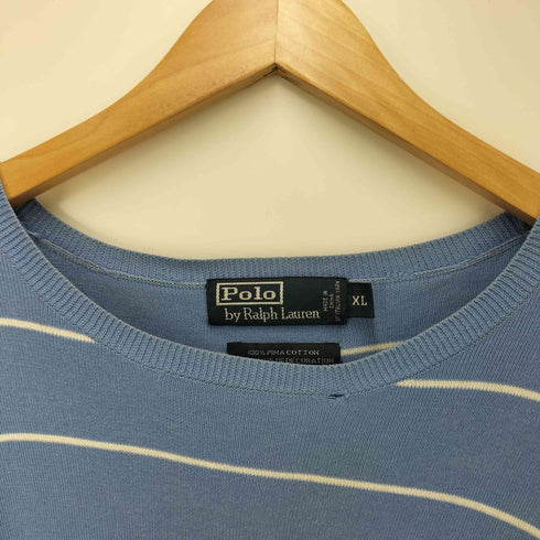 ポロバイラルフローレン Polo by RALPH LAUREN ポニー 刺繍 PIMA COTTON ボーダー コットン クルーネック ニット メンズ import:XL