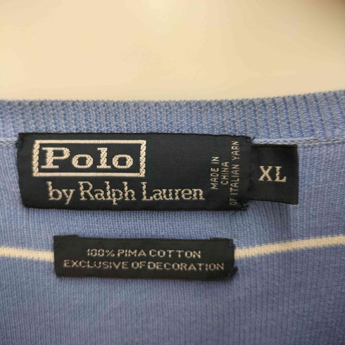 ポロバイラルフローレン Polo by RALPH LAUREN ポニー 刺繍 PIMA COTTON ボーダー コットン クルーネック ニット メンズ import:XL