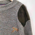 Step-Ahead 英国製 PURE NEW WOOL バード アニマル 刺繍 スウェードパッチ クルーネック ウール ニット メンズ
