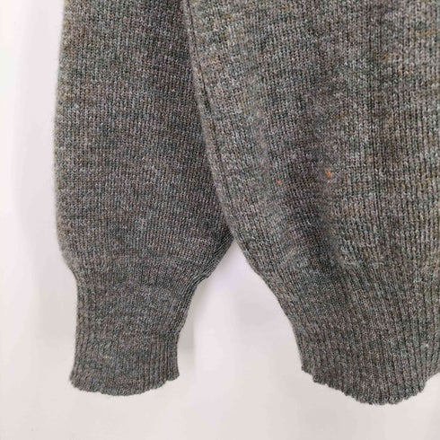 Step-Ahead 英国製 PURE NEW WOOL バード アニマル 刺繍 スウェードパッチ クルーネック ウール ニット メンズ