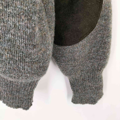 Step-Ahead 英国製 PURE NEW WOOL バード アニマル 刺繍 スウェードパッチ クルーネック ウール ニット メンズ