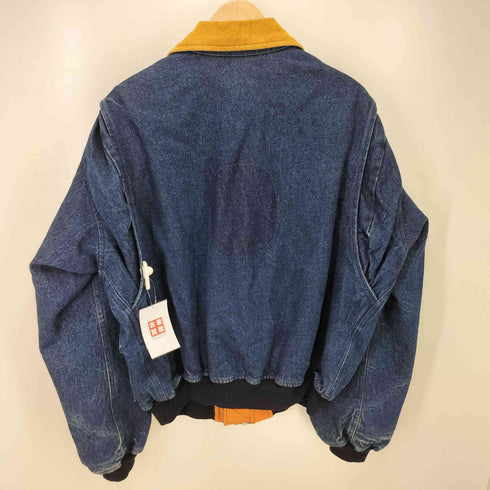 ピンクハウス PINK HOUSE 80-90S 裏地キルティング 襟コーデュロイ ジップアップ 中綿 デニム ボンバージャケット メンズ JPN:L