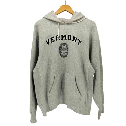 ザコットンエクスチェンジ THE COTTON EXCHANGE USA製 VERMONT カレッジプリント リバースウィーブ プルオーバーパーカー メンズ import:L