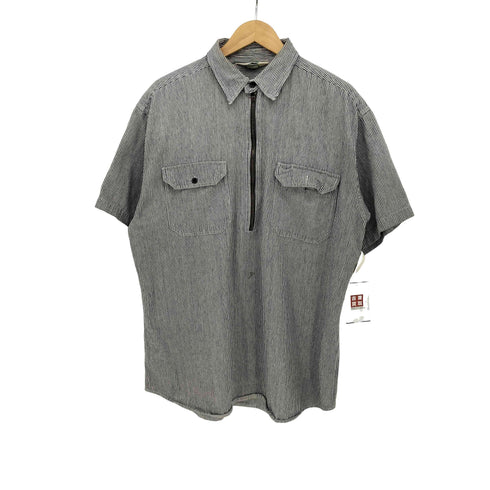 キー KEY 90S ヒッコリーストライプ ハーフジップシャツ 半袖プルオーバー メンズ import:XL