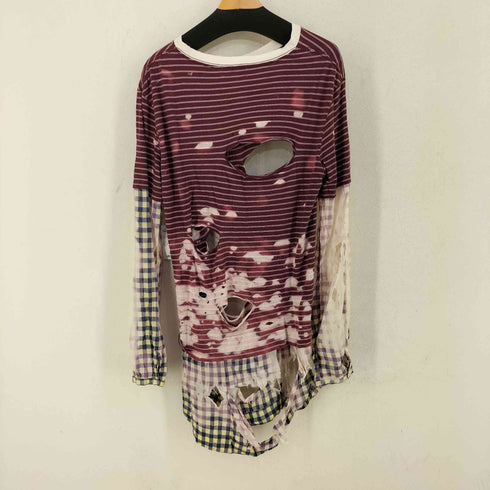 フェイスコネクション FAITH CONNEXION ブリーチダメージ加工 レイヤード カットソー メンズ import:S