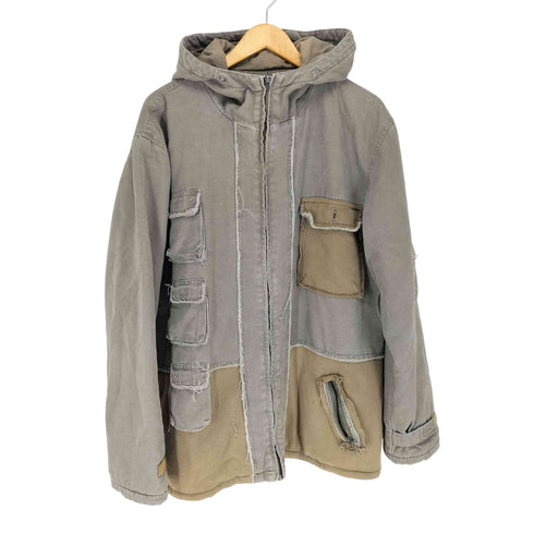 92SOCIAL ダック地 中綿ダメージ加工フーディージップジャケット メンズ JPN:XL