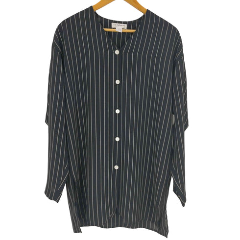 リズ クレイボーン LIZ Claiborne ノーカラーストライプシャツ メンズ import:M