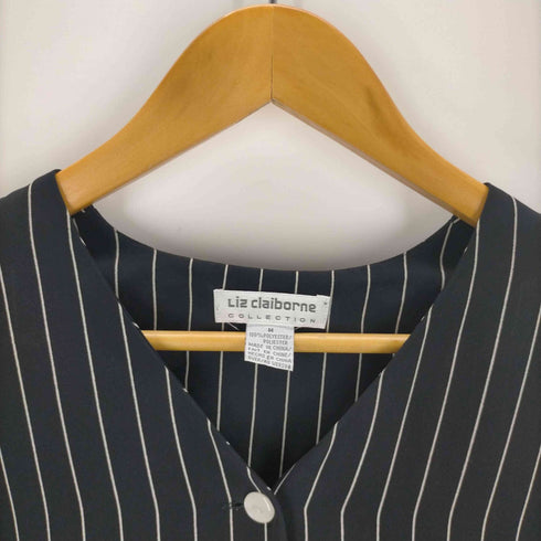 リズ クレイボーン LIZ Claiborne ノーカラーストライプシャツ メンズ import:M
