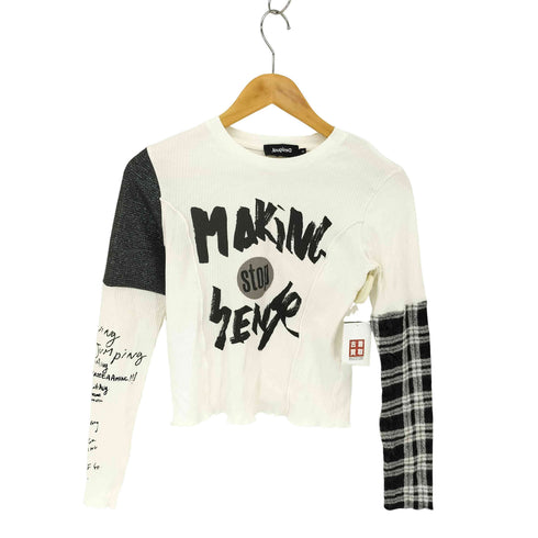 デシグアル Desigual 22AW Flocked T-shirt with handwritten details レディース import:M