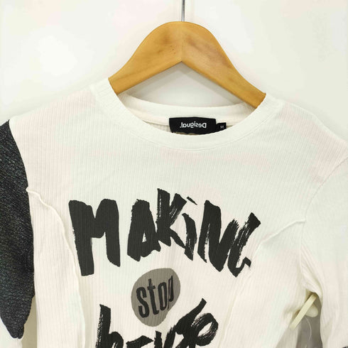 デシグアル Desigual 22AW Flocked T-shirt with handwritten details レディース import:M