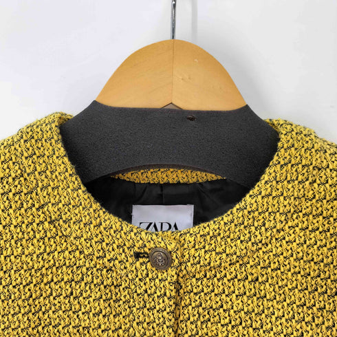 ザラ ZARA クロップドツイードノーカラージャケット レディース import:XS