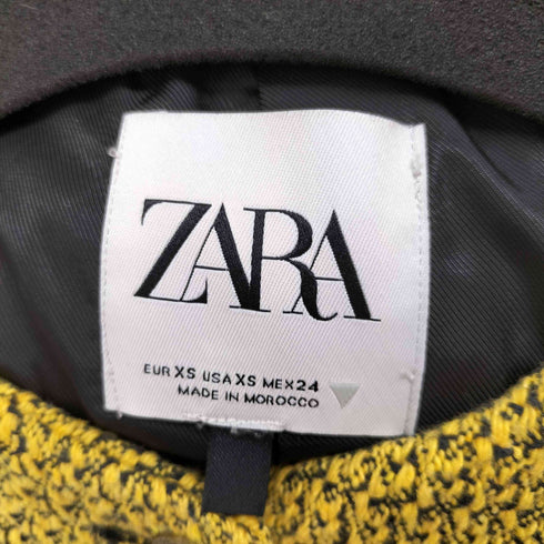 ザラ ZARA クロップドツイードノーカラージャケット レディース import:XS