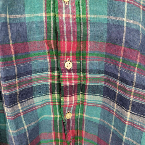 ラルフローレン RALPH LAUREN インドリネン チェック柄ボタンダウンシャツ マドラスチェック メンズ JPN:L