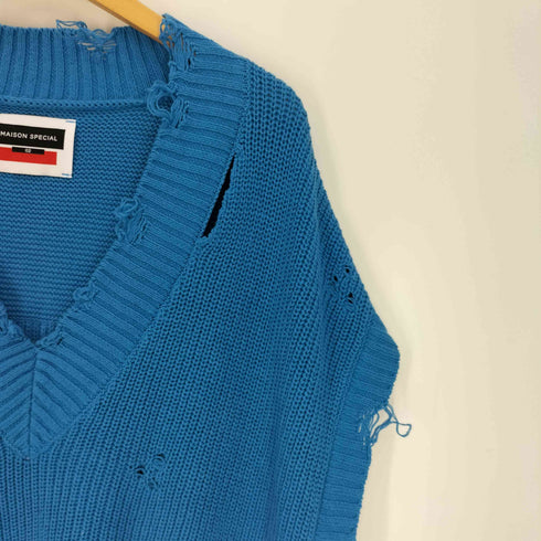 メゾンスペシャル MAISON SPECIAL 22AW プライム オーバー クレイジー クラッシュ 畦Vネック ニット ベスト メンズ JPN:2