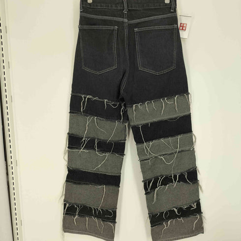 エージェム Agem NOVESSEL ボーダーラインダメージ加工ワイドデニムパンツ メンズ JPN:M