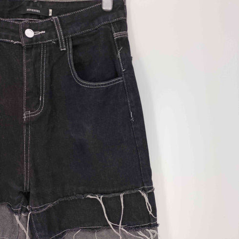 エージェム Agem NOVESSEL ボーダーラインダメージ加工ワイドデニムパンツ メンズ JPN:M