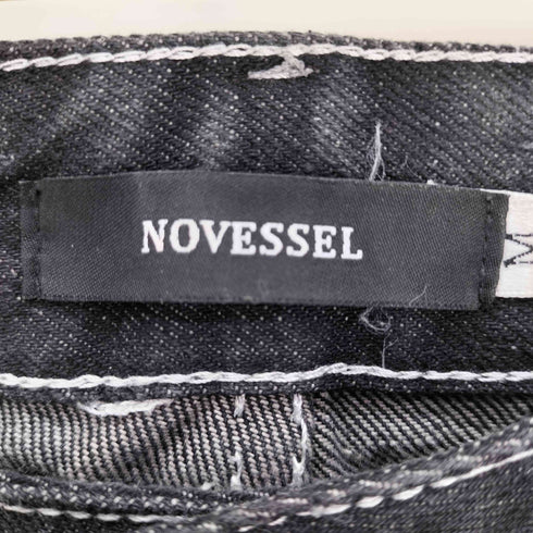 エージェム Agem NOVESSEL ボーダーラインダメージ加工ワイドデニムパンツ メンズ JPN:M