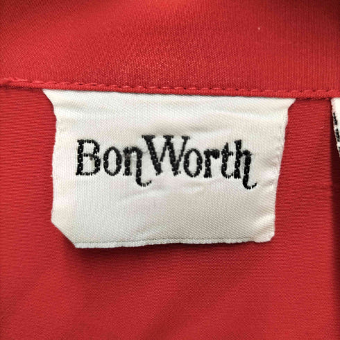 Bon Worth フラワー ワッペン ライン 刺繍 デザイン ポリエステル 開襟 オープンカラーシャツ ユニセックス レディース import:M