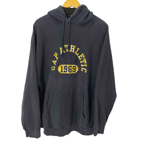 ギャップ Gap 00S OLD フロントロゴプリントサイドリブプルオーバーパーカー ナス紺 メンズ import:XL