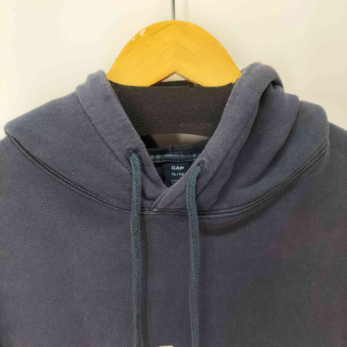 ギャップ Gap 00S OLD フロントロゴプリントサイドリブプルオーバーパーカー ナス紺 メンズ import:XL