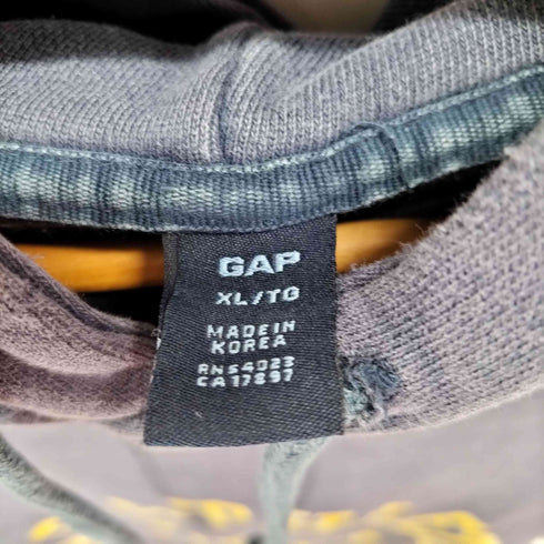 ギャップ Gap 00S OLD フロントロゴプリントサイドリブプルオーバーパーカー ナス紺 メンズ import:XL