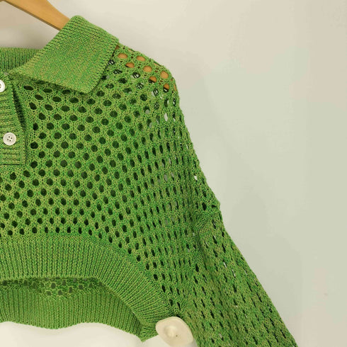 パブリックトウキョウ PUBLIC TOKYO 22SS ショート丈 メッシュ ポロ ニット レディース F
