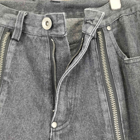 センタージップ ブラックデニムパンツ メンズ