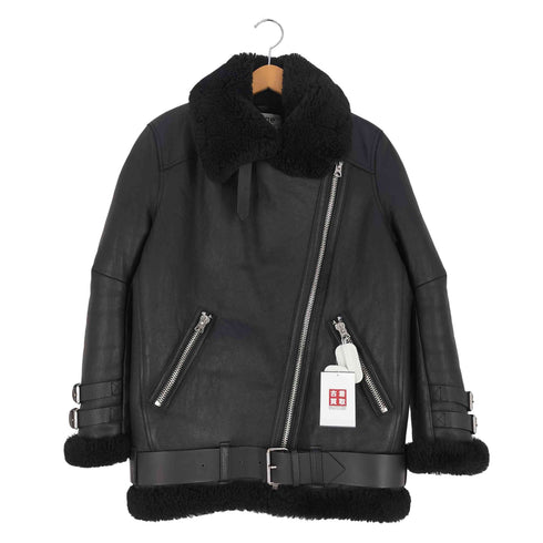 アクネストゥディオズ ACNE STUDIOS VELOCITE PAW17 ムートン ボア レザー ダブルライダースジャケット レディース 32