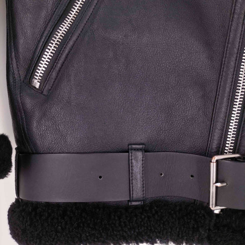 アクネストゥディオズ ACNE STUDIOS VELOCITE PAW17 ムートン ボア レザー ダブルライダースジャケット レディース 32