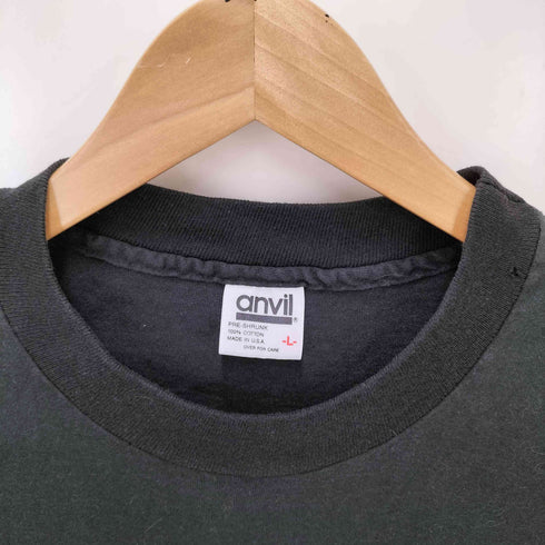 90S USA製 ANVIL ボディ フットボール ラバー プリント S/S クルーネック Tシャツ 1992 シングルステッチ メンズ import:L