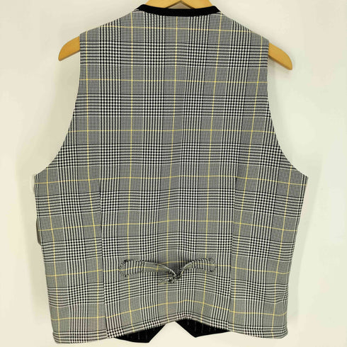 Harris Tweed ストライプ チェック 千鳥格子 胡桃ボタン ウール ベスト メンズ LL