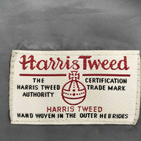 Harris Tweed ストライプ チェック 千鳥格子 胡桃ボタン ウール ベスト メンズ LL