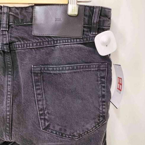 ザラ ZARA フレアフィット サイド ジップ ギミック ストレート ブラック デニム パンツ メンズ 40