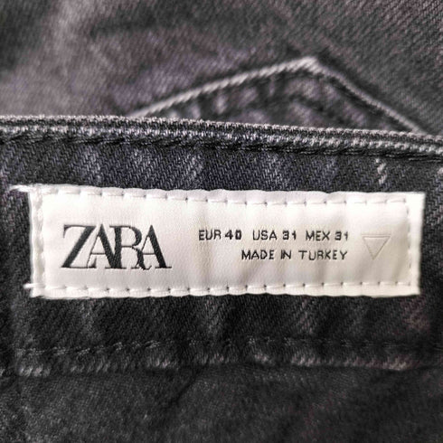 ザラ ZARA フレアフィット サイド ジップ ギミック ストレート ブラック デニム パンツ メンズ 40