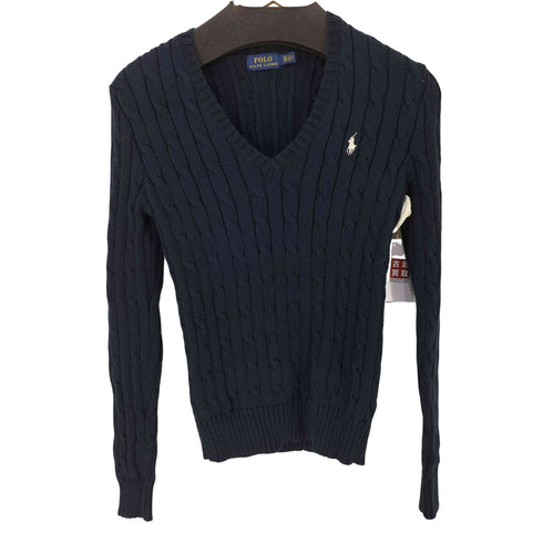 ポロラルフローレン POLO RALPH LAUREN Vネックケーブルニットトップス レディース JPN:XS
