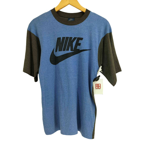 ナイキ NIKE 80s 紺タグ USA製 シングルステッチ ツートン ロゴプリントTシャツ メンズ import:S
