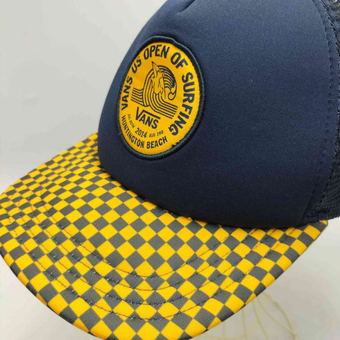 バンズ VANS US OPEN OF SURFING ロゴ ワッペン チェッカーフラッグ メッシュ 切替 キャップ メンズ