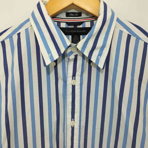 トミーヒルフィガー TOMMY HILFIGER SLIM FIT マルチストライプ柄 ボタンダウンL/Sシャツ メンズ S