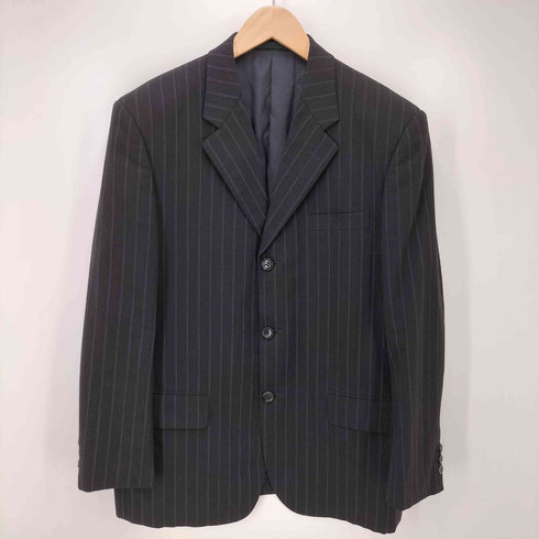 コムデギャルソンオム COMME des GARCONS HOMME AD2002 田中オム 背抜き ストライプ 3B テーラードジャケット 2タック スラックス パンツ YZIP メンズ JPN:S