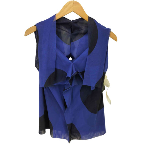 イッセイミヤケ ISSEY MIYAKE 10SS フリル デザイン 変形 ノースリーブ ドット ブラウス レディース JPN:2